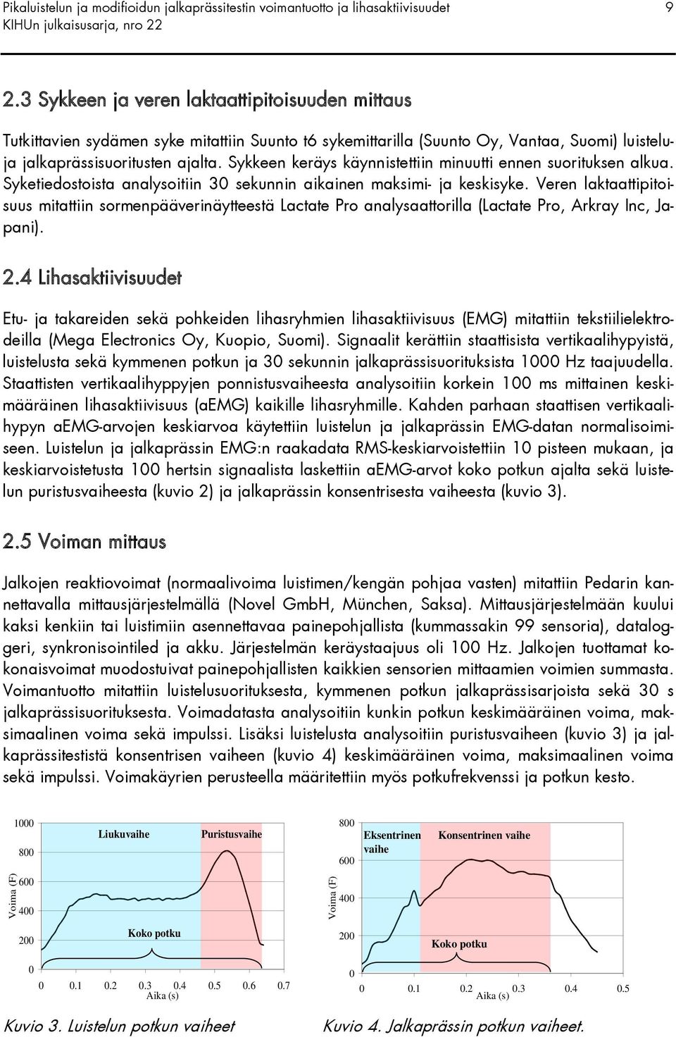 Veren laktaattipitoisuus mitattiin sormenpääverinäytteestä Lactate Pro analysaattorilla (Lactate Pro, Arkray Inc, Japani). 2.