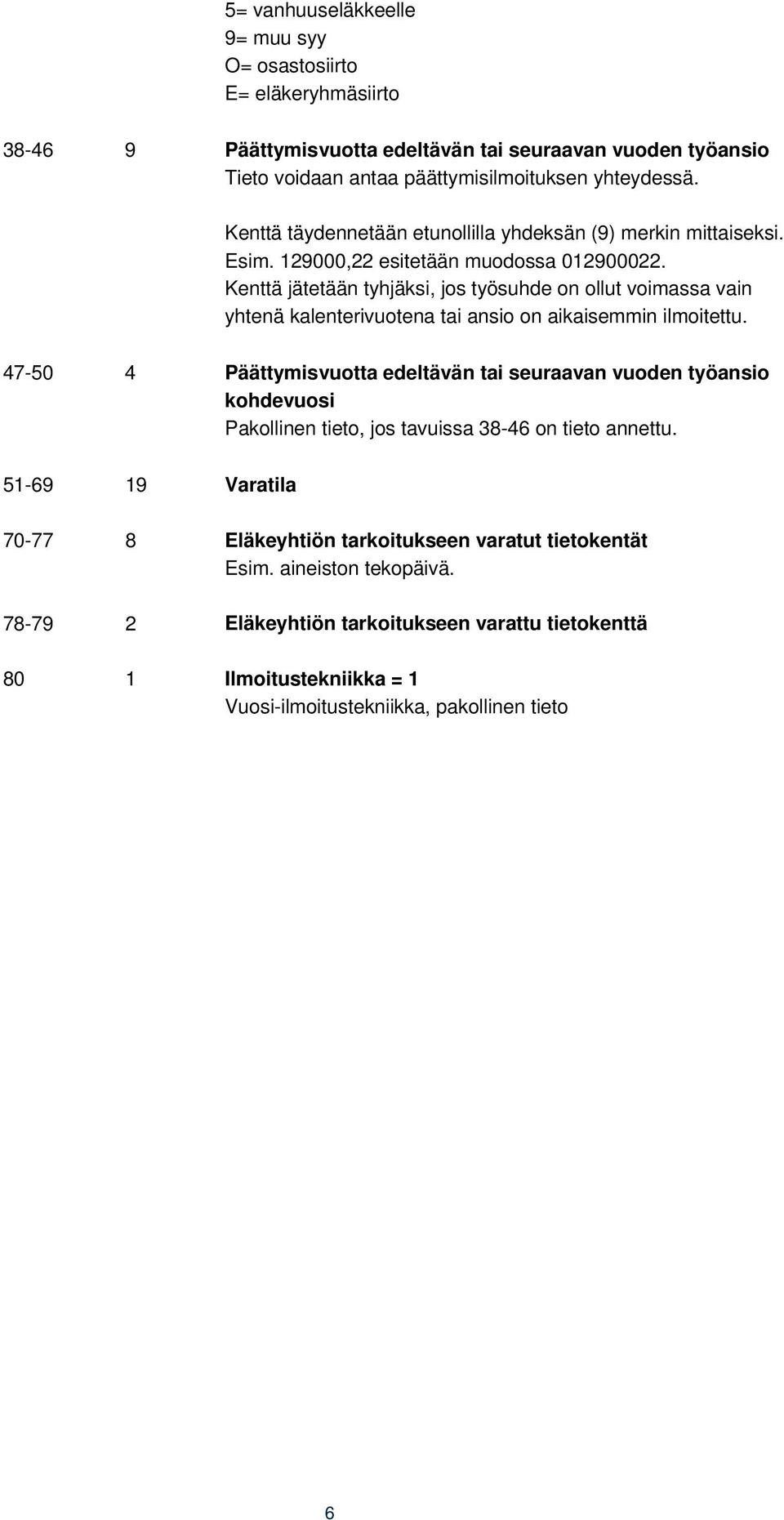 Kenttä jätetään tyhjäksi, jos työsuhde on ollut voimassa vain yhtenä kalenterivuotena tai ansio on aikaisemmin ilmoitettu.