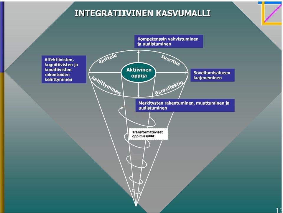 ajattelu kehittyminen Aktiivinen oppija suoritus itsereflektio Soveltamisalueen