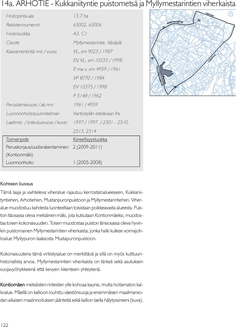 nro 1961 / 4959 Luonnonhoitosuunnitelman Vartiokylän eteläosan lhs Laatimis- / toteutusvuosi / kuvio 1997 / 1997 / 2501-2510, 2513, 2514 Toimenpide Kiireellisyysluokka Peruskorjaus/uudisrakentaminen