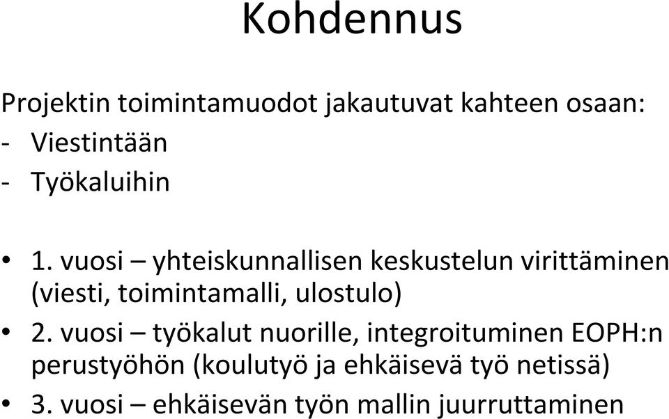 vuosi yhteiskunnallisen keskustelun virittäminen (viesti, toimintamalli,