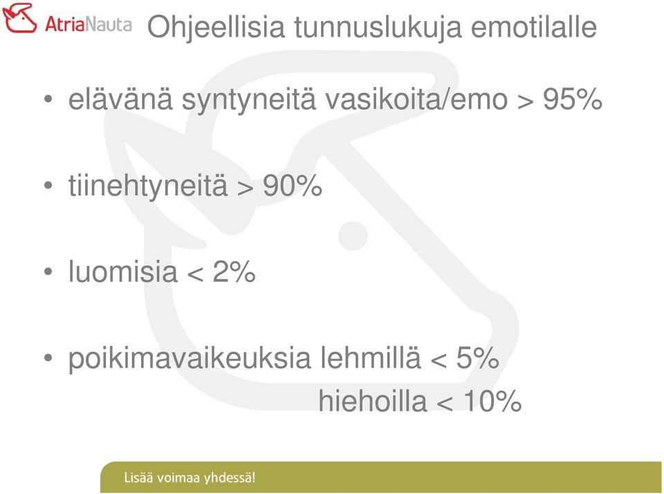 tiinehtyneitä > 90% luomisia < 2%