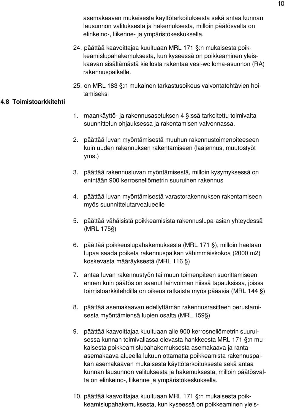 8 Toimistoarkkitehti 25. on MRL 183 :n mukainen tarkastusoikeus valvontatehtävien hoitamiseksi 1.