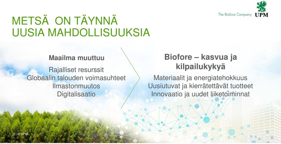 Digitalisaatio Biofore kasvua ja kilpailukykyä Materiaalit ja