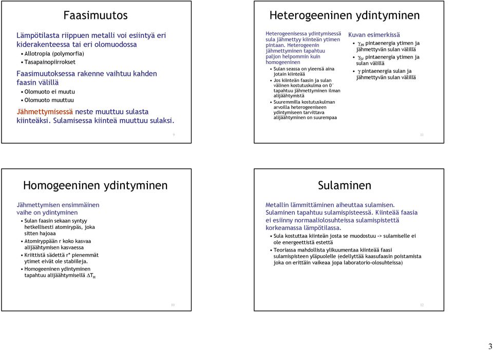 Heterogeenisessa ydintymisessä sula jähmettyy kiinteän ytimen pintaan.