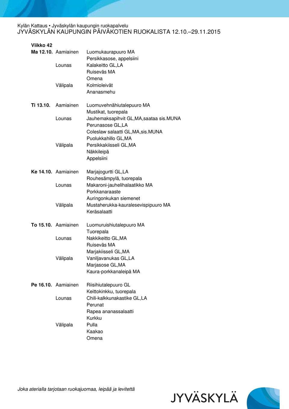 Aamiainen To 15.10.