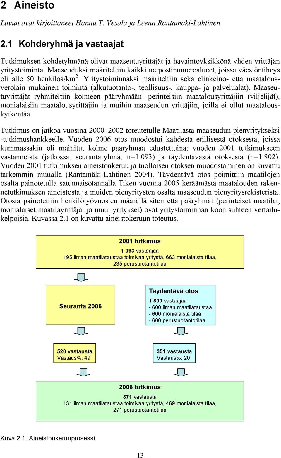 Maaseuduksi määriteltiin kaikki ne postinumeroalueet, joissa väestöntiheys oli alle 50 henkilöä/km 2.