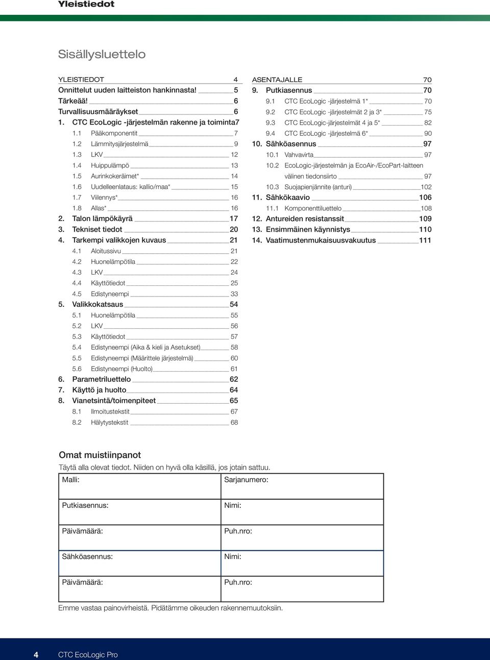 Tarkempi valikkojen kuvaus 21 4.1 Aloitussivu 21 4.2 Huonelämpötila 22 4.3 LKV 24 4.4 Käyttötiedot 25 4.5 Edistyneempi 33 5. Valikkokatsaus 54 5.1 Huonelämpötila 55 5.2 LKV 56 5.3 Käyttötiedot 57 5.