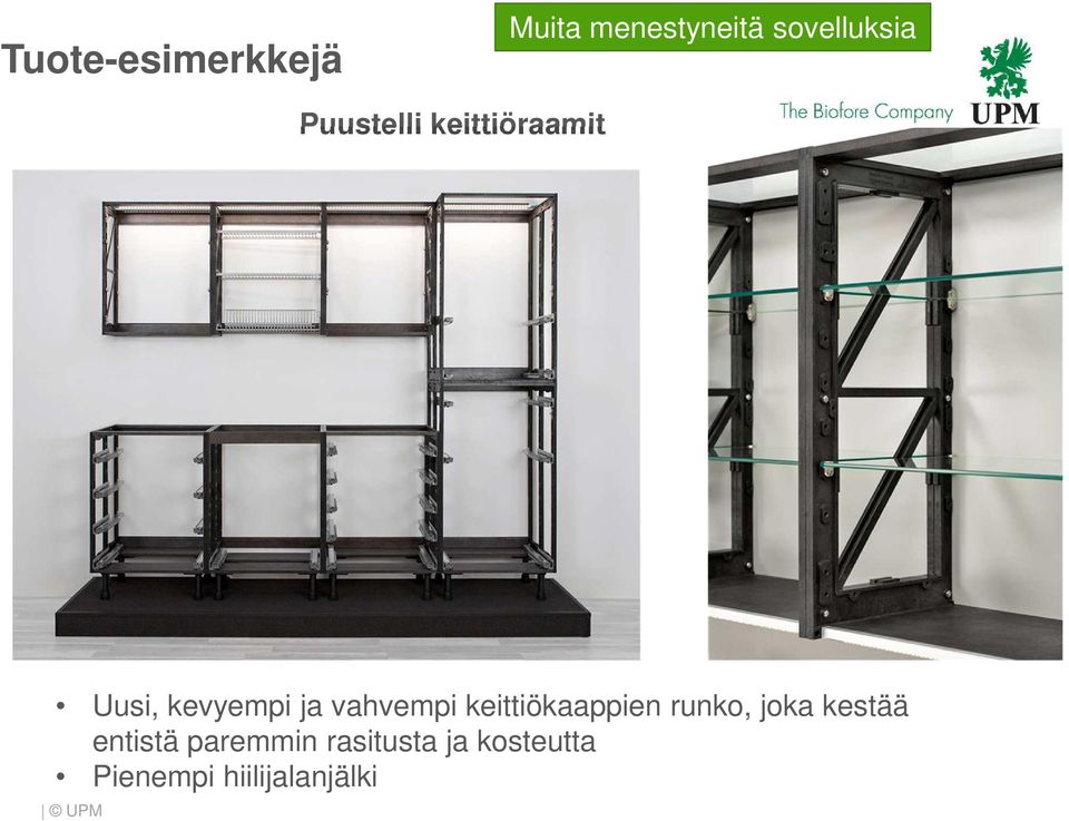 keittiökaappien runko, joka kestää entistä