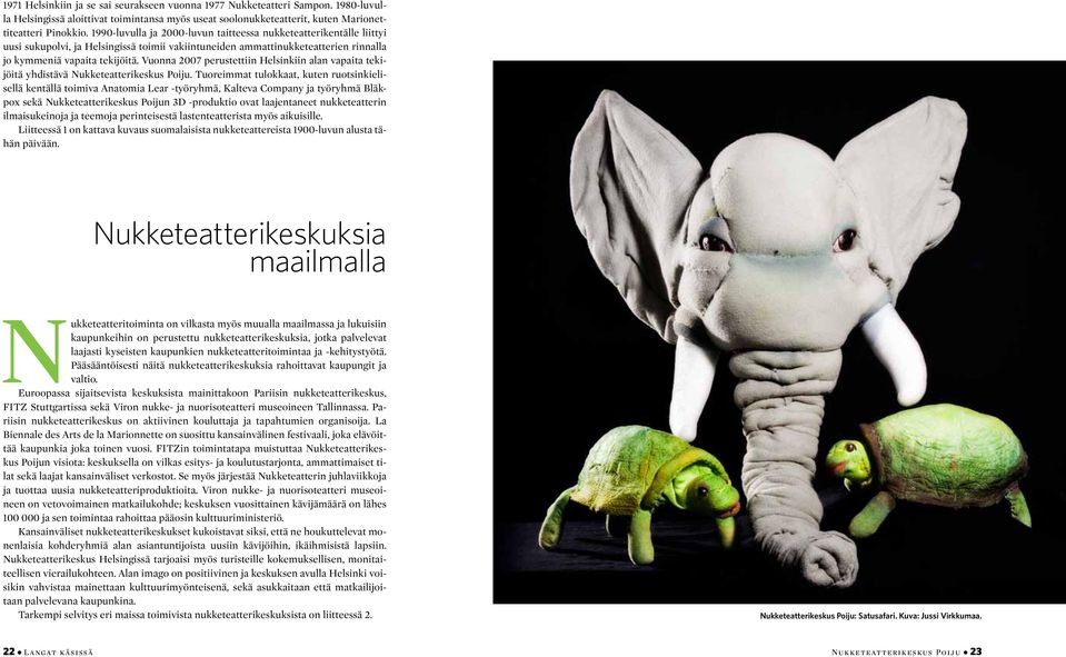 Vuonna 2007 perustettiin Helsinkiin alan vapaita tekijöitä yhdistävä Nukketeatterikeskus Poiju.
