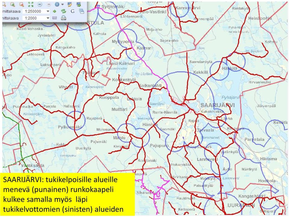 runkokaapeli kulkee samalla myös