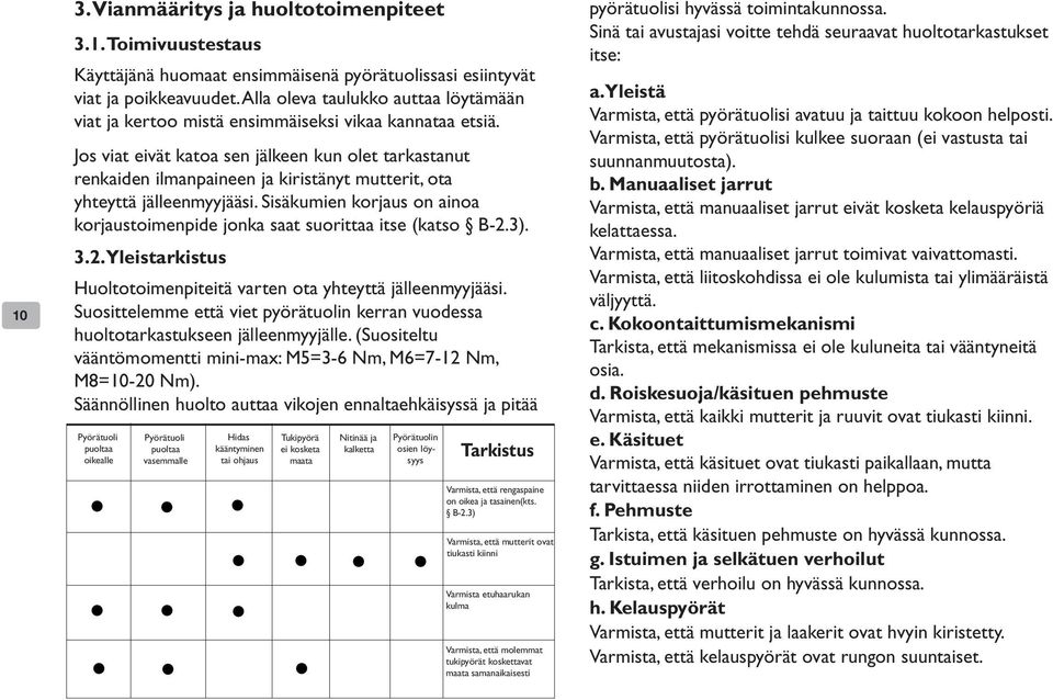 Jos viat eivät katoa sen jälkeen kun olet tarkastanut renkaiden ilmanpaineen ja kiristänyt mutterit, ota yhteyttä jälleenmyyjääsi.