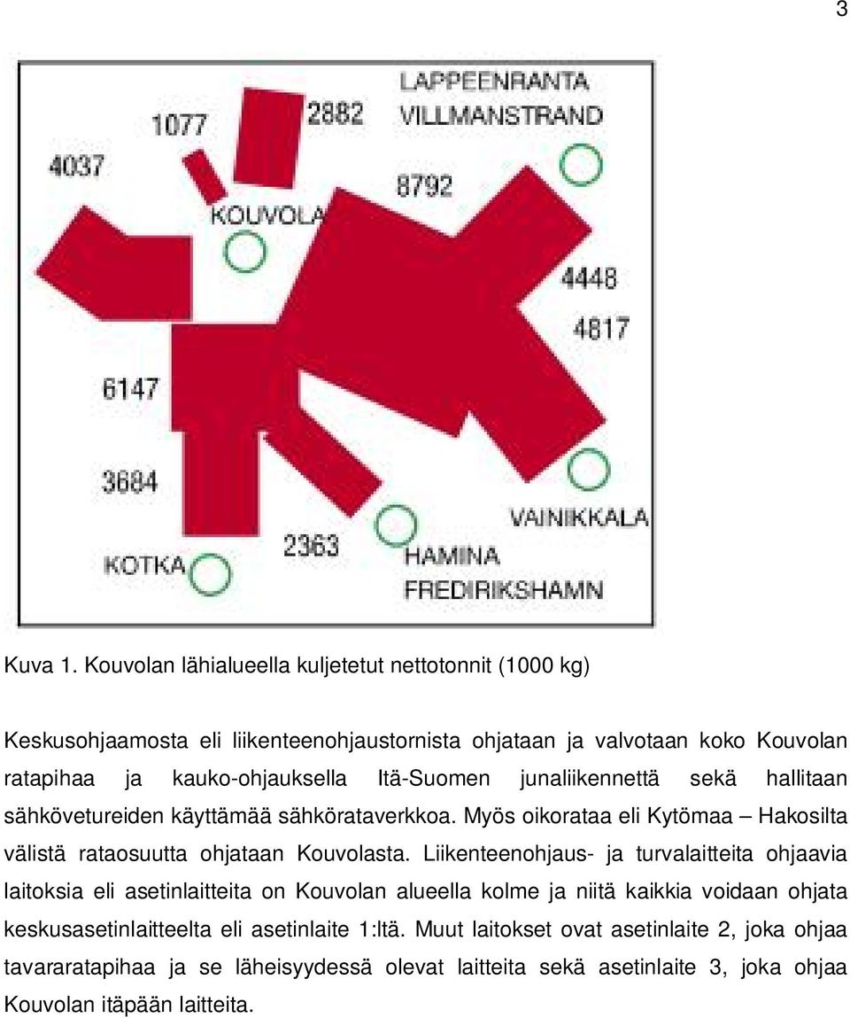 Itä-Suomen junaliikennettä sekä hallitaan sähkövetureiden käyttämää sähkörataverkkoa. Myös oikorataa eli Kytömaa Hakosilta välistä rataosuutta ohjataan Kouvolasta.