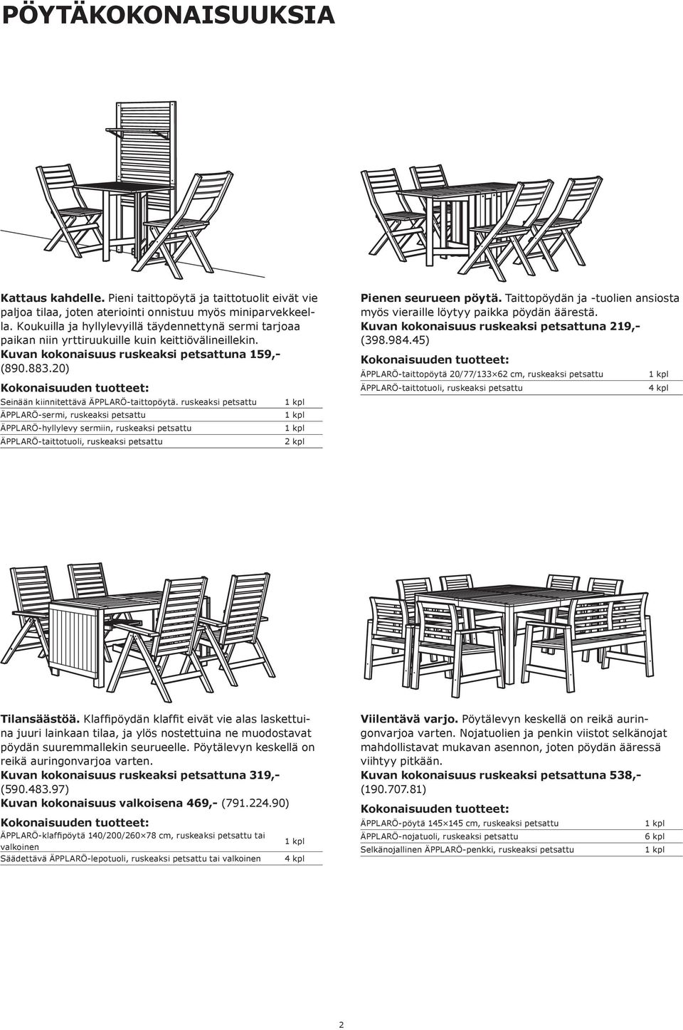 20) Seinään kiinnitettävä ÄPPLARÖ-taittopöytä.