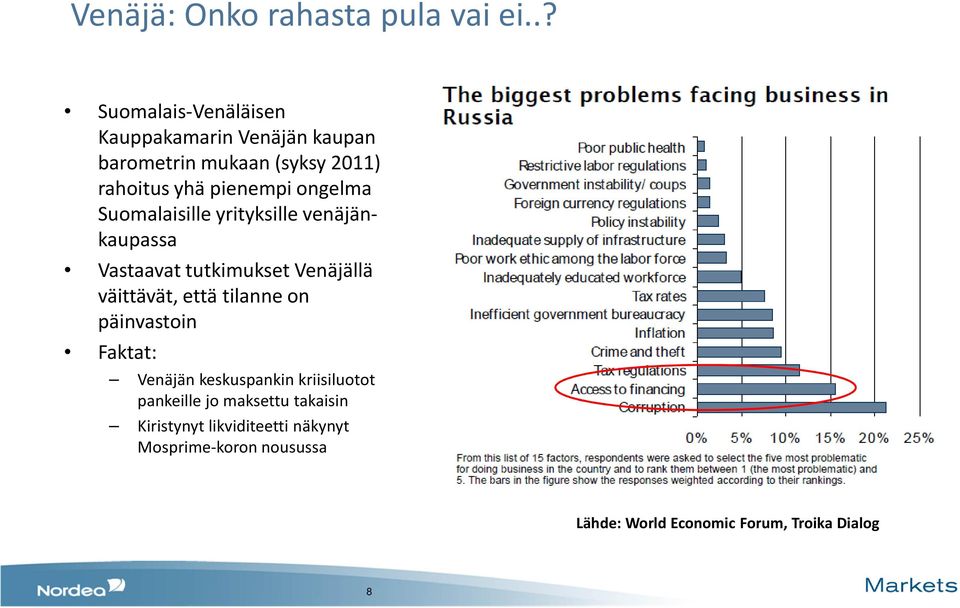 ongelma Suomalaisille yrityksille venäjänkaupassa Vastaavat tutkimukset Venäjällä väittävät, että tilanne on