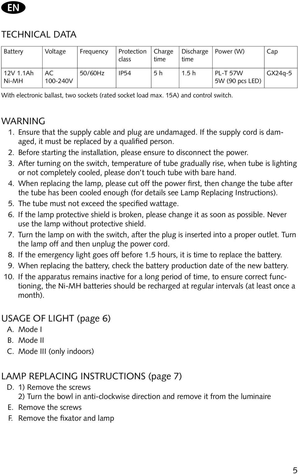 If the supply cord is damaged, it must be replaced by a qualified person. 2. Before starting the installation, please ensure to disconnect the power. 3.