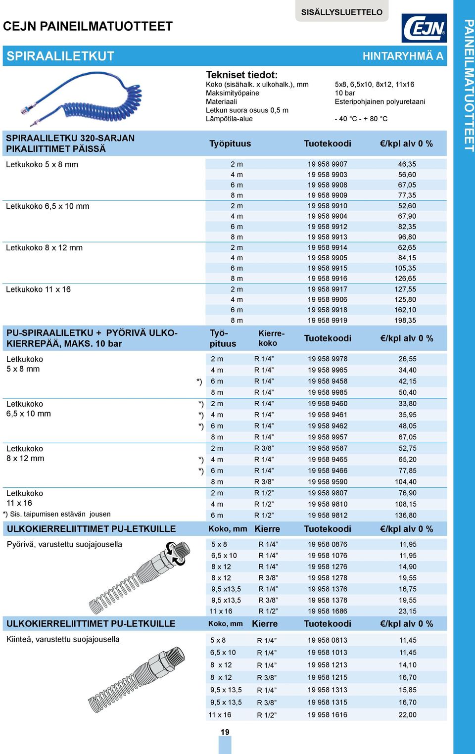 958 9907 46,35 4 m 19 958 9903 56,60 6 m 19 958 9908 67,05 8 m 19 958 9909 77,35 Letkukoko 6,5 x 10 mm 2 m 19 958 9910 52,60 4 m 19 958 9904 67,90 6 m 19 958 9912 82,35 8 m 19 958 9913 96,80