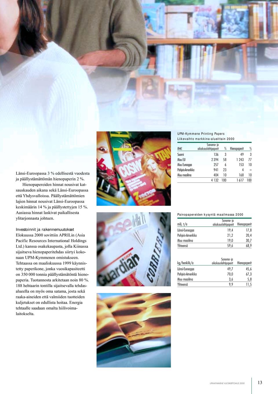 Investoinnit ja rakennemuutokset Elokuussa 2000 sovittiin APRILin (Asia Pacific Resources International Holdings Ltd.