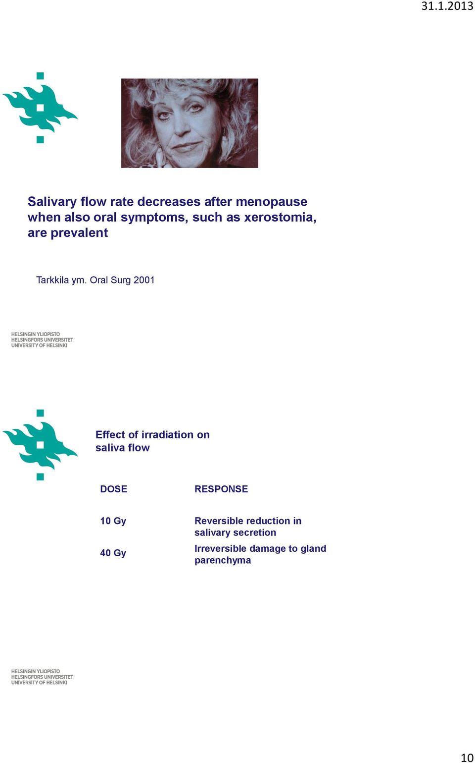 Oral Surg 2001 Effect of irradiation on saliva flow DOSE RESPONSE 10