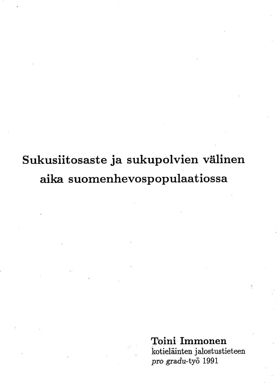 suomenhevospopulaatiossa Toini