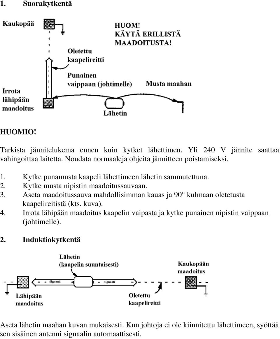 Aseta maadoitussauva mahdollisimman kauas ja 90 kulmaan oletetusta kaapelireitistä (kts. kuva). 4.