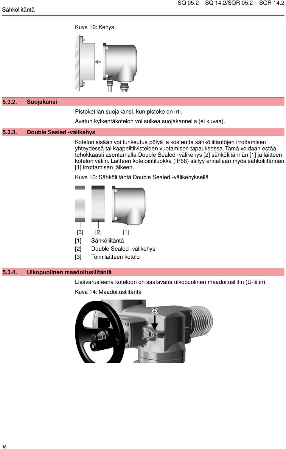 3. Double Sealed -välikehys Kotelon sisään voi tunkeutua pölyä ja kosteutta sähköliitäntöjen irrottamisen yhteydessä tai kaapelitiivisteiden vuotamisen tapauksessa.