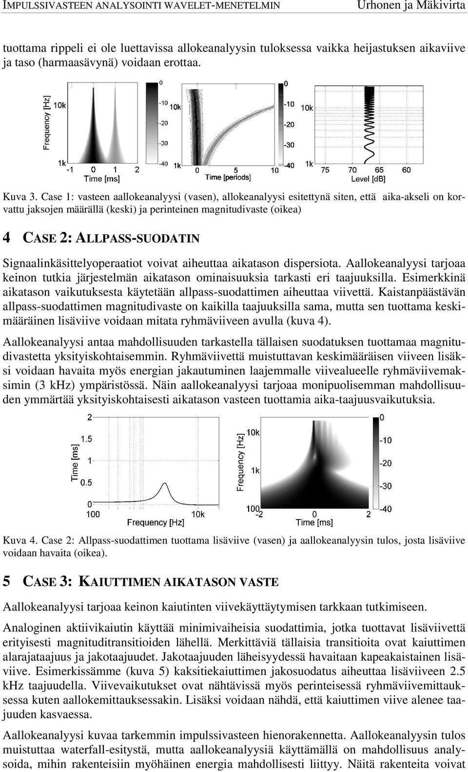 Signaalinkäsittelyoperaatiot voivat aiheuttaa aikatason dispersiota. Aallokeanalyysi tarjoaa keinon tutkia järjestelmän aikatason ominaisuuksia tarkasti eri taajuuksilla.