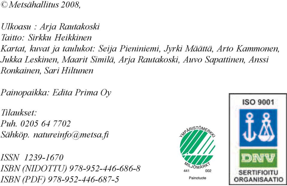 Sapattinen, Anssi Ronkainen, Sari Hiltunen Painopaikka: Edita Prima Oy Tilaukset: Puh.