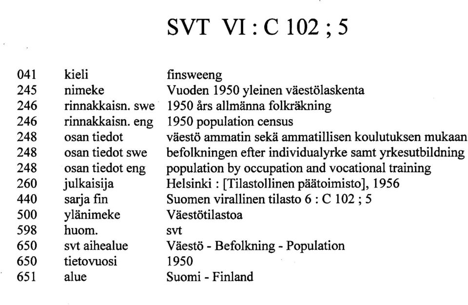 ammatin sekä ammatillisen koulutuksen mukaan befolkningen efter individualyrke samt yrkesutbildning population by occupation and vocational