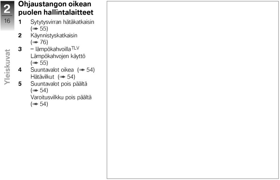 lämpökahvoilla TLV Lämpökahvojen käyttö ( 55) 4 Suuntavalot oikea (