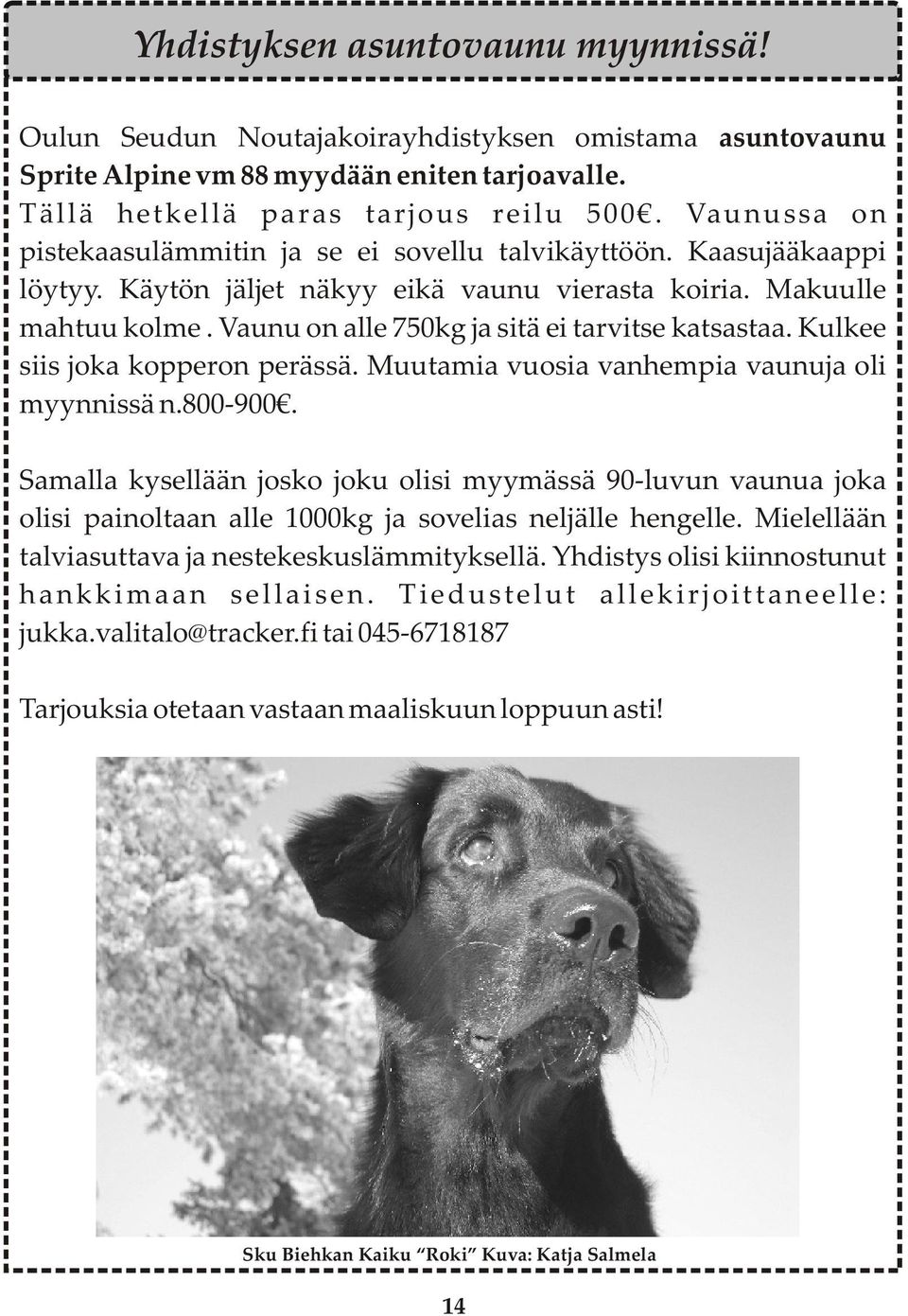 Vaunu on alle 750kg ja sitä ei tarvitse katsastaa. Kulkee siis joka kopperon perässä. Muutamia vuosia vanhempia vaunuja oli myynnissä n.800-900.