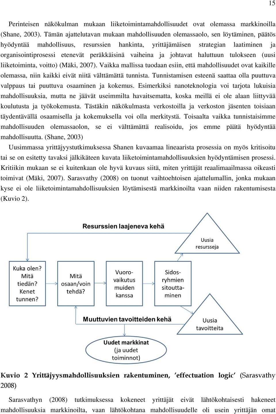 peräkkäisinä vaiheina ja johtavat haluttuun tulokseen (uusi liiketoiminta, voitto) (Mäki, 2007).