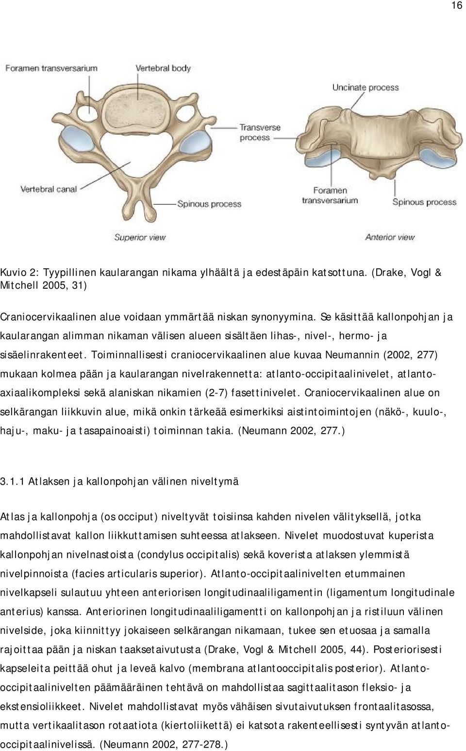 Toiminnallisesti craniocervikaalinen alue kuvaa Neumannin (2002, 277) mukaan kolmea pään ja kaularangan nivelrakennetta: atlanto-occipitaalinivelet, atlantoaxiaalikompleksi sekä alaniskan nikamien