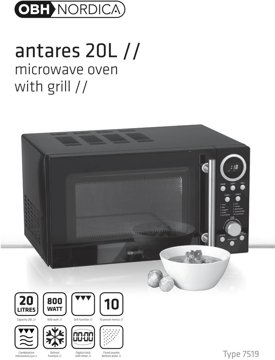 microwaves/grill // Defrost function // Digital clock with timer