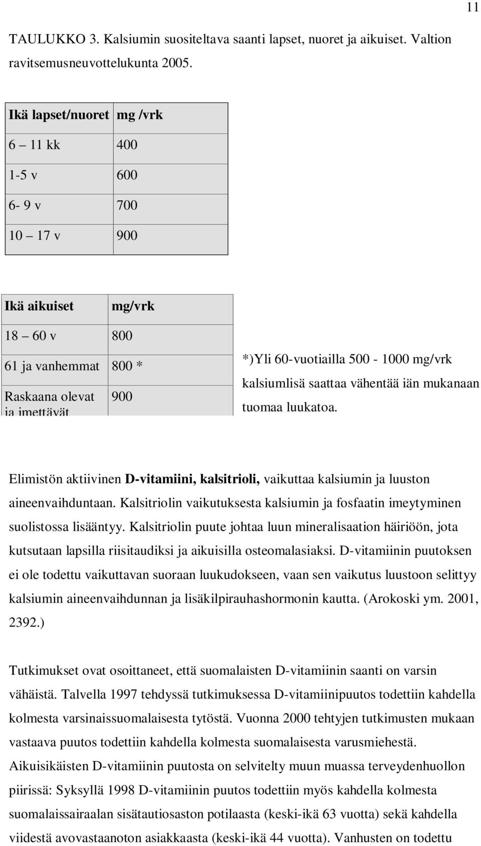 kalsiumlisä saattaa vähentää iän mukanaan tuomaa luukatoa. Elimistön aktiivinen D-vitamiini, kalsitrioli, vaikuttaa kalsiumin ja luuston aineenvaihduntaan.