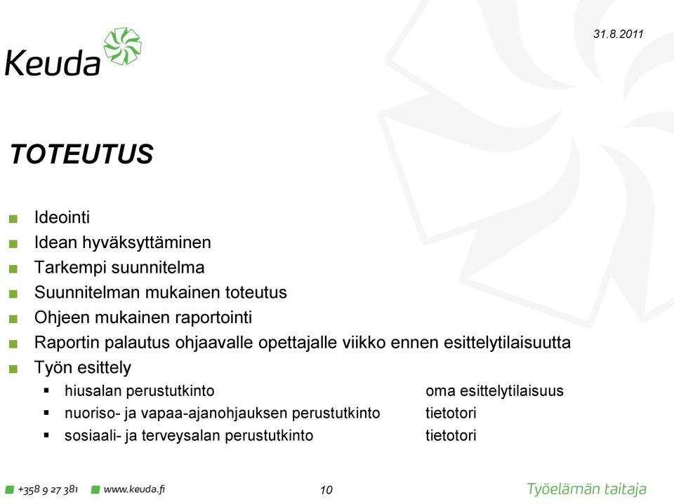 ennen esittelytilaisuutta Työn esittely hiusalan perustutkinto oma esittelytilaisuus