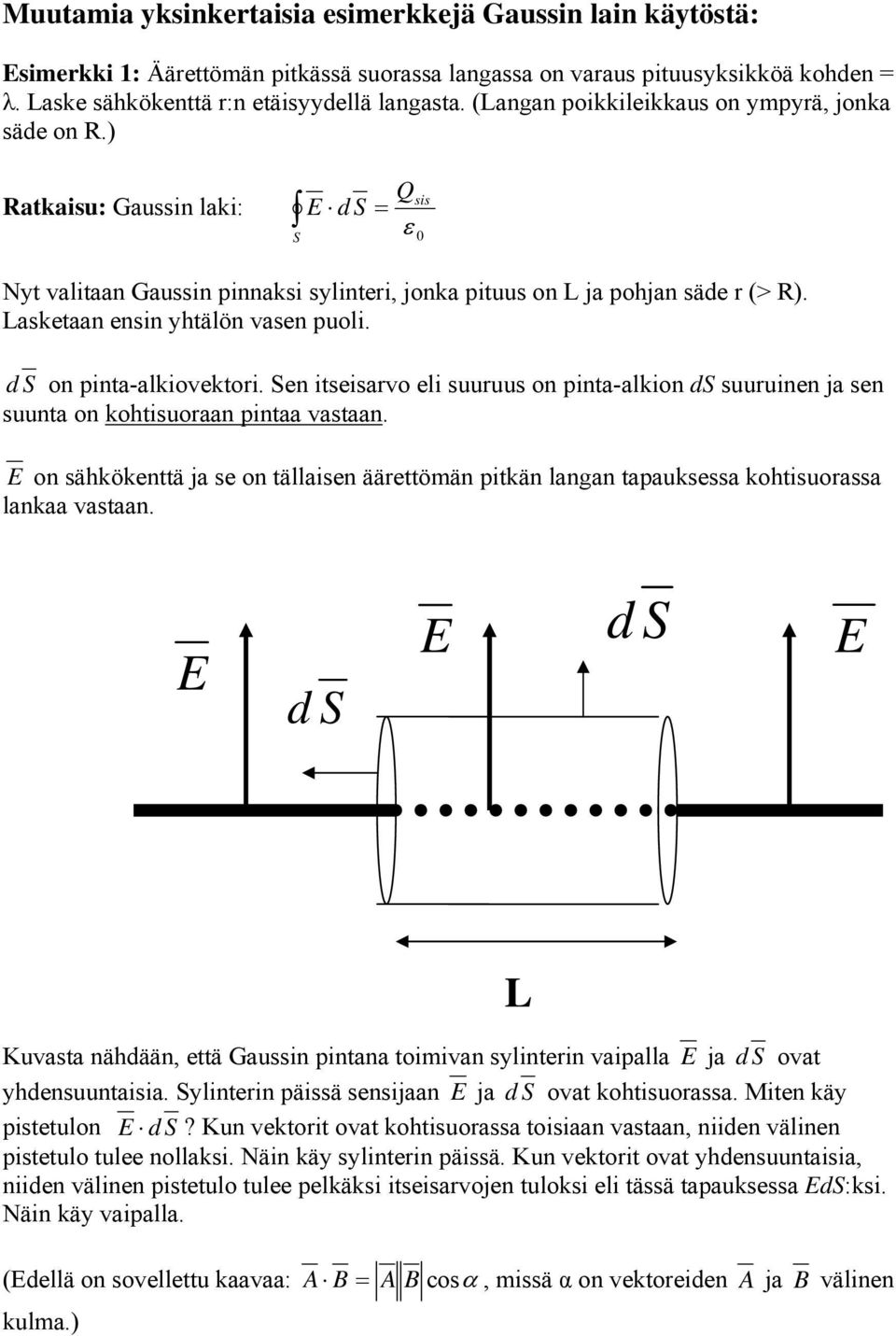 Lasketaan ensin yhtälön vasen puoli. d on pinta-alkiovektori. en itseisarvo eli suuruus on pinta-alkion d suuruinen ja sen suunta on kohtisuoraan pintaa vastaan.