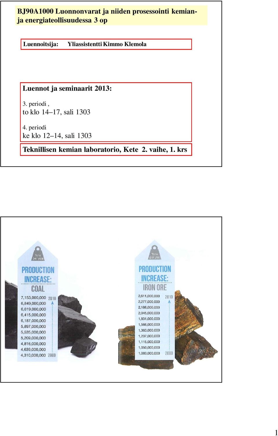 Luennot ja seminaarit 2013: 3. periodi, to klo 14 17, sali 1303 4.