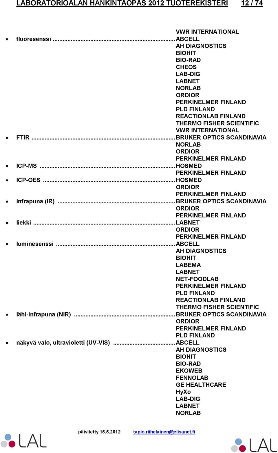 .. HOSMED infrapuna (IR)... BRUKER OPTICS SCANDINAVIA liekki... luminesenssi.