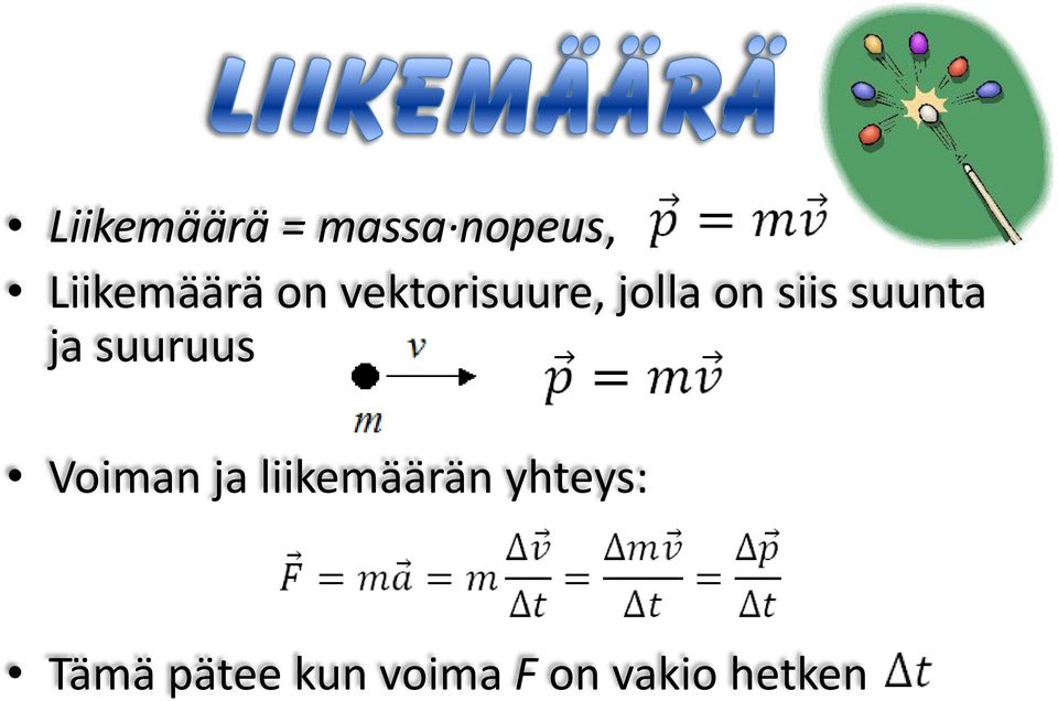 ja suuruus Voiman ja liikemäärän