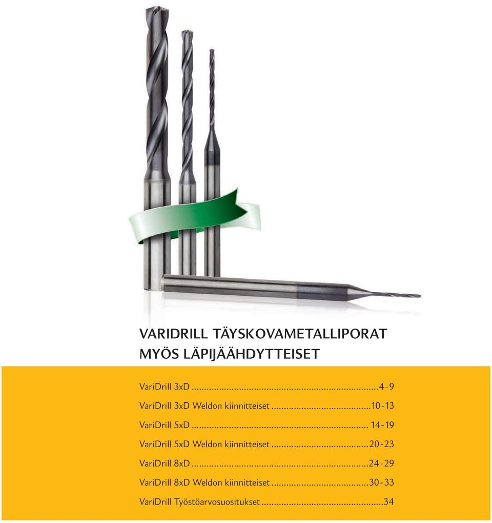 .. 14-19 VariDrill 5xD Weldon kiinnitteiset...20-23 VariDrill 8xD.
