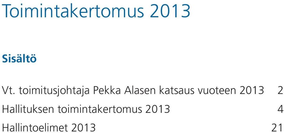 katsaus vuoteen 2013 2 Hallituksen