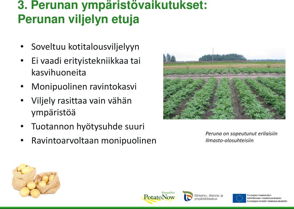 Viljely rasittaa vain vähän ympäristöä Tuotannon hyötysuhde suuri