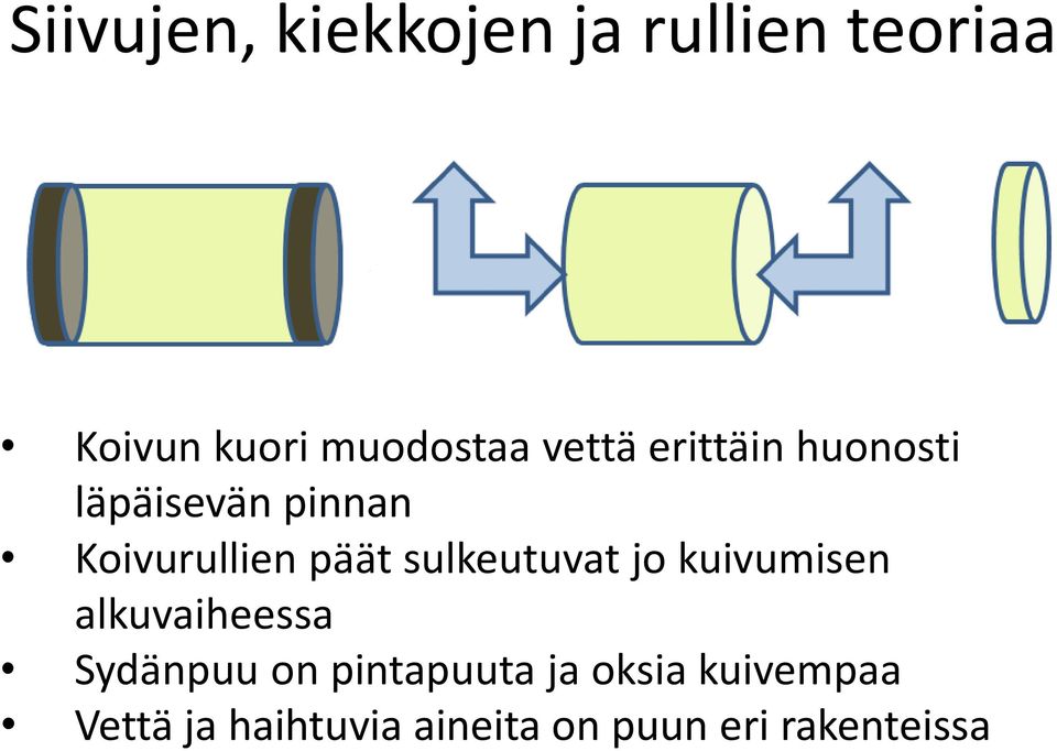 sulkeutuvat jo kuivumisen alkuvaiheessa Sydänpuu on pintapuuta