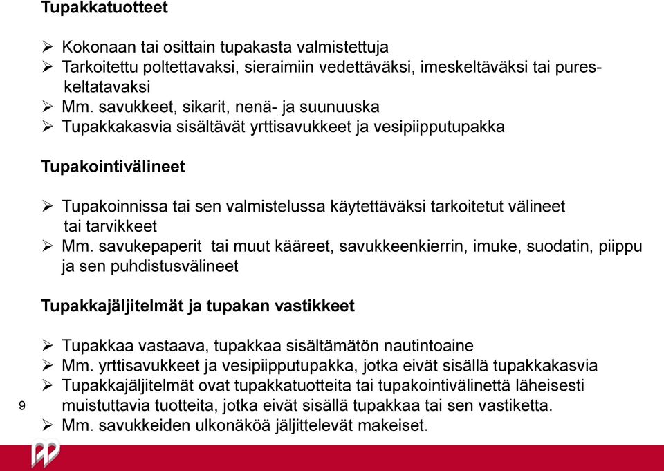 tarvikkeet Mm.