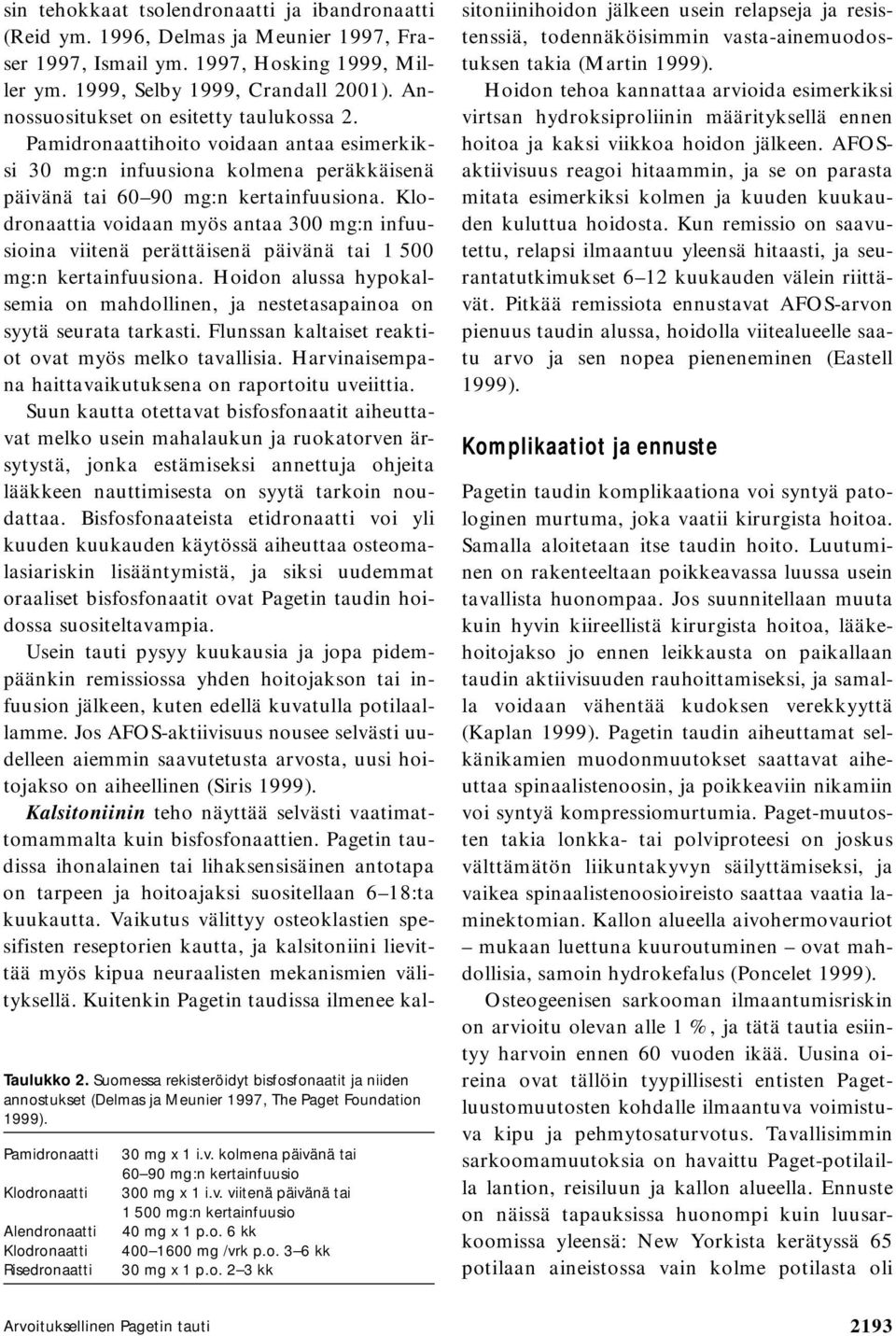 o. 6 kk 400 1600 mg /vrk p.o. 3 6 kk 30 mg x 1 p.o. 2 3 kk sin tehokkaat tsolendronaatti ja ibandronaatti (Reid ym. 1996, Delmas ja Meunier 1997, Fraser 1997, Ismail ym. 1997, Hosking 1999, Miller ym.