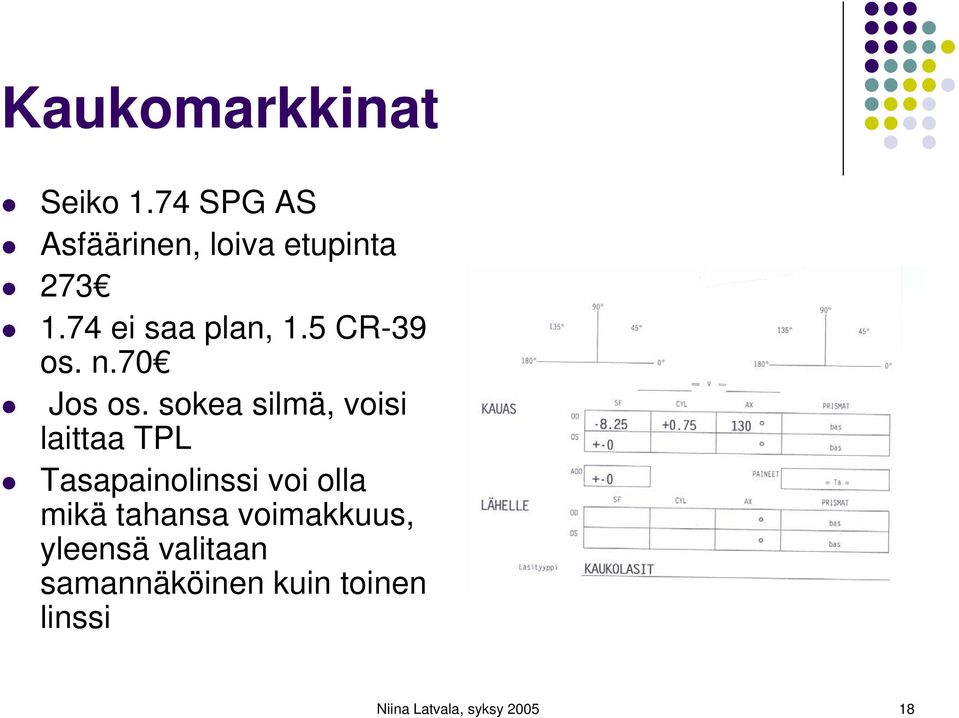 sokea silmä, voisi laittaa TPL Tasapainolinssi voi olla mikä