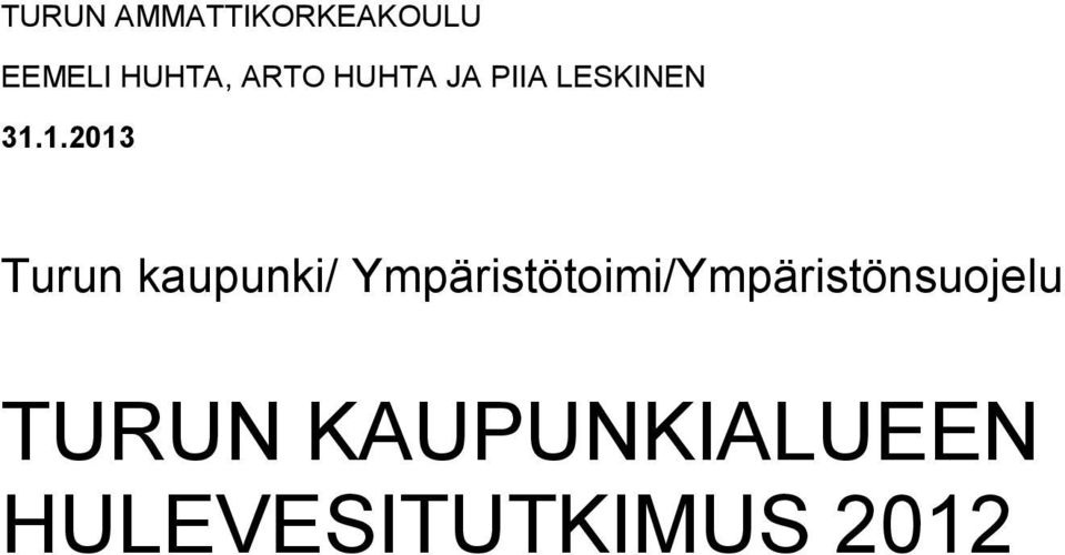 1.2013 Turun kaupunki/