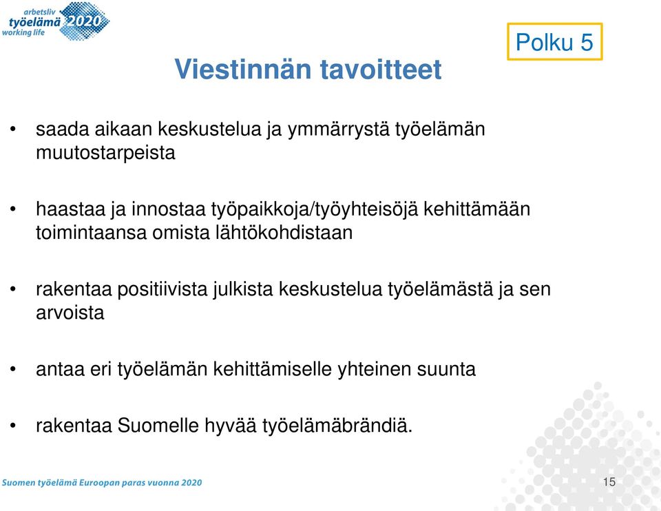 omista lähtökohdistaan rakentaa positiivista julkista keskustelua työelämästä ja sen