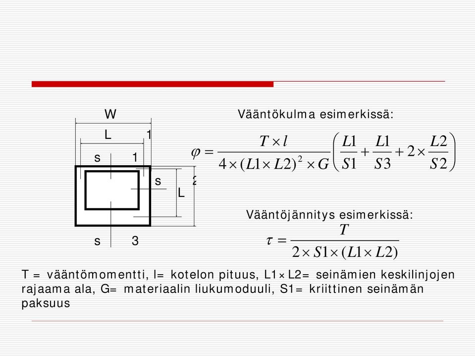 rajaama ala, G= materiaalin liukumoduuli, S1= kriittinen seinämän paksuus